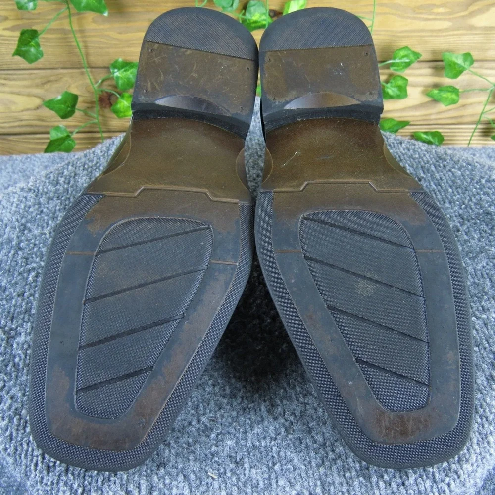 Joseph Abboud Men 8.5 Black Leather Slip On Dress Shoes‎ Classic Square Toe